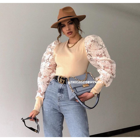 ZARA BLOGGER FAVE!!! Knit Top with Lace Sleeves NWT - Picture 3 of 16